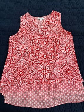 Cristina B Casual Sleeveless Red Paisley-Print Tank Top